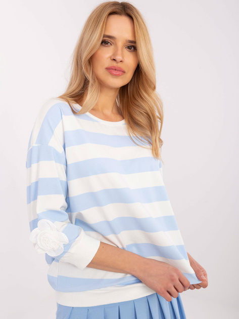 Hurtownia Niebiesko-ecru casualowa bluzka w paski