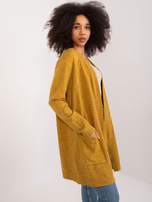 Großhandel Dunkelgelbe Strickjacke mit Viskose.
