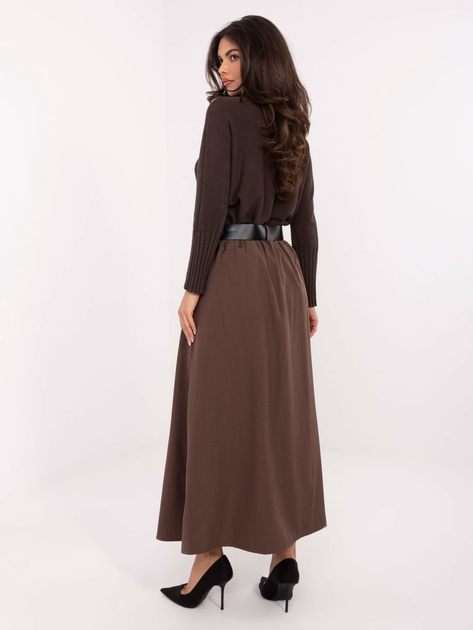Brązowa długa spódnica z paskiem