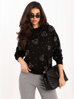 Black women's sweatshirt with teddy bears made of studs.