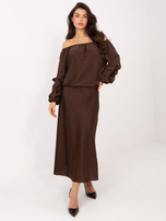 Czekoladowa wizytowa bluzka z aplikacjami 