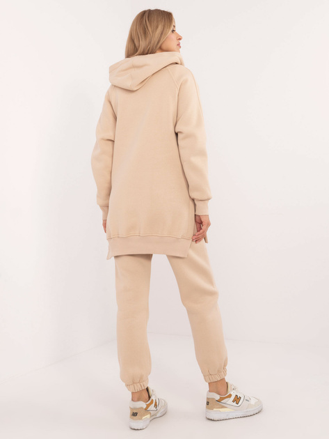 Hurt Beżowy ocieplany komplet basic ze spodniami