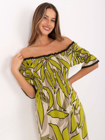 Khaki-beżowa z elastycznym marszczeniem  