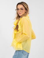 Żółta prześwitująca koszula z kokardą 