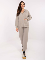 Szary swetrowy komplet z domieszką wełny