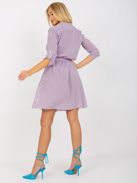 Biało-różowa sukienka na co dzień z printami