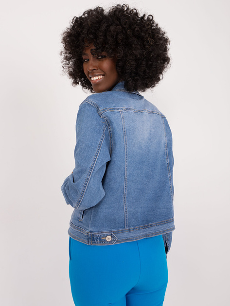 Hurtownia Niebieska kurtka jeansowa z guzikami