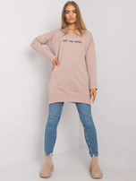 Ciemnobeżowa tunika z napisem Halifax RUE PARIS