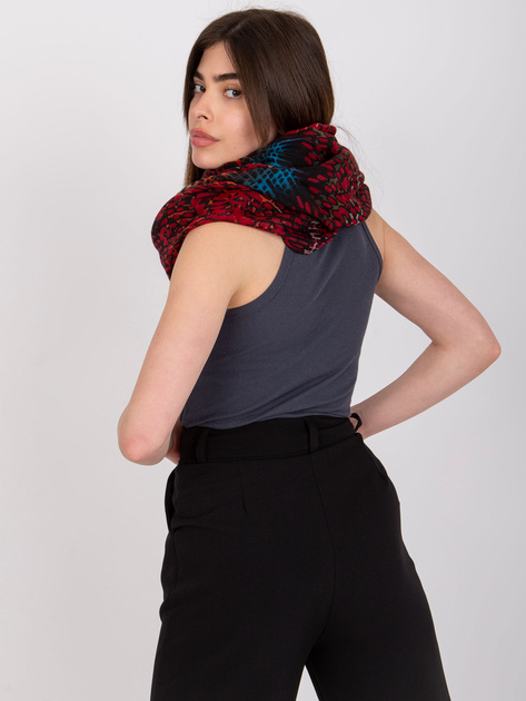 Bordowo-niebieska damska chusta komin