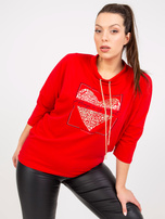Czerwona bluzka plus size z nadrukiem 
