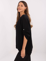 Hurtownia Czarna muślinowa bluzka z rękawem 3/4