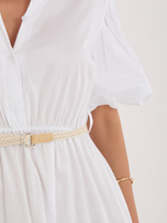 Biała bawełniana sukienka z bufiastym rękawem