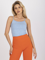 Niebieski melanżowy top basic z koronką