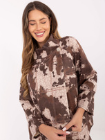 Khaki-jasnobeżowa asymetryczna narzutka od kompletu