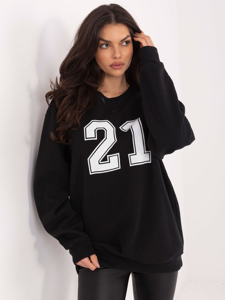 Czarna damska bluza oversize z nadrukiem