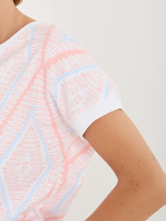 Brzoskwiniowa casualowa bluzka w romby