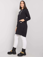 Czarna bawełniana tunika plus size z kapturem Kierra