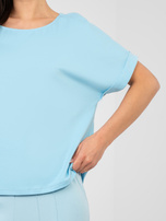 Pastelowa niebieska bluzka basic o kroju oversize RUE PARIS 