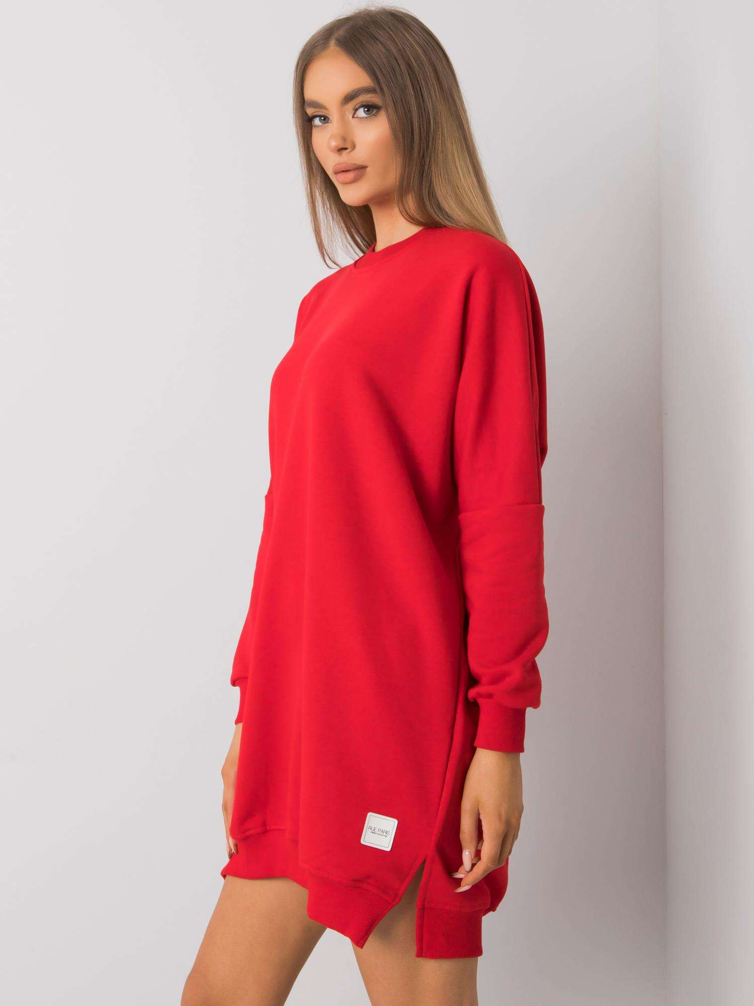 Odile RUE PARIS Red Long Sleeve Sweatshirt Dress