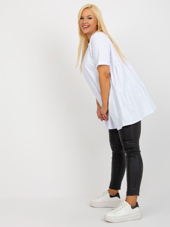 Hurt Biała długa bluzka plus size basic z bawełny