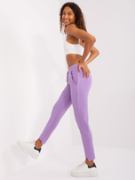 Hurt Jasnofioletowe spodnie basic z gumką w pasie
