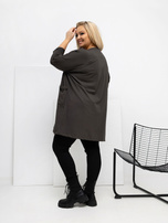 Khaki dlouhá blůza plus size s rukávem 3/4.