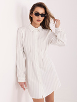 Ecru mini sukienka szmizjerka w paski RUE PARIS