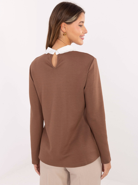 Jasnobrązowa wizytowa bluzka z kołnierzykiem