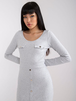 Jasnoszara melanżowa dopasowana sukienka w prążek Barletta RUE PARIS