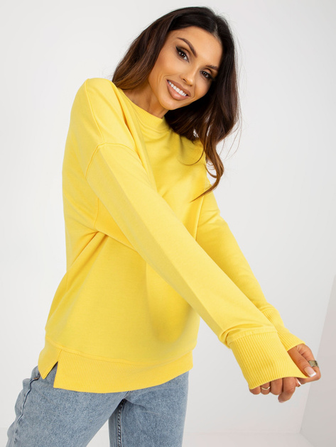 Hurt Żółta luźna bluza bez kaptura z okrągłym dekoltem