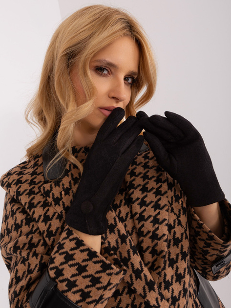 Hurt Czarne damskie rękawiczki z ociepleniem