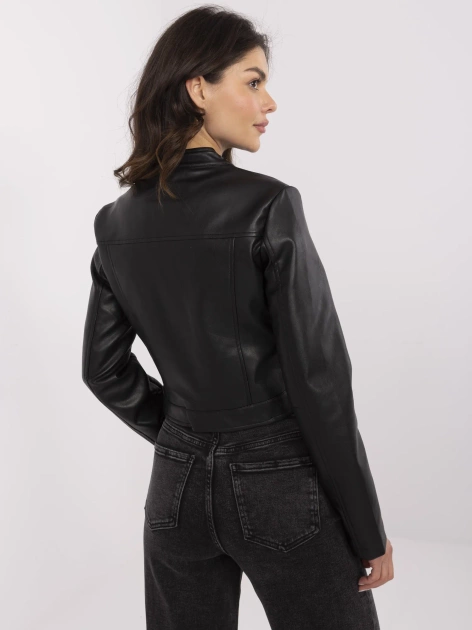 Czarna damska kurtka biker z ekoskóry
