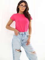 Fuksjowy t-shirt basic z bawełny Peachy