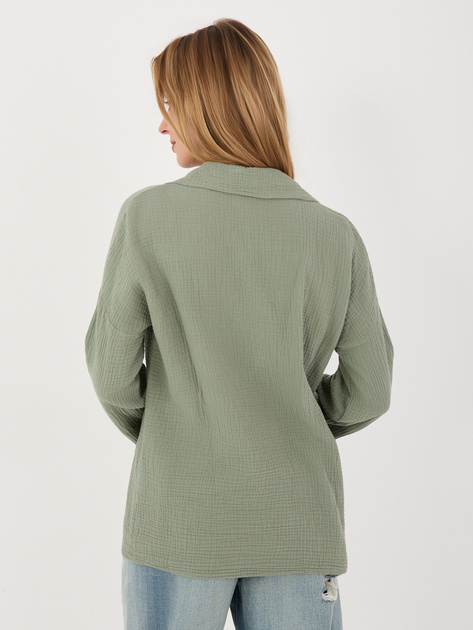 Khaki muślinowa koszula z kieszenią