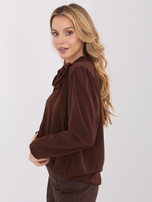 Brązowa elegancka bluzka z gumką na dole