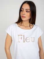 Hurt Biały damski t-shirt jednokolorowy z wycięciami