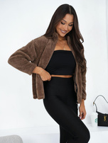 Ciemnobeżowa futrzana bluza z kieszeniami