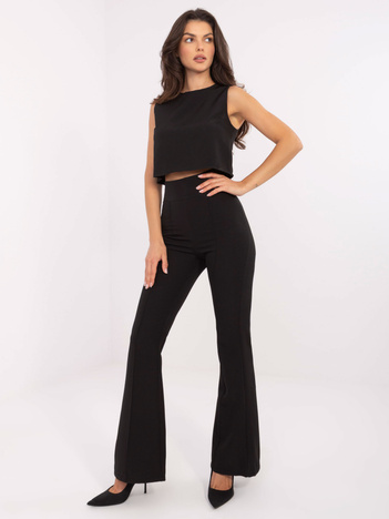 Czarny elegancki komplet z krótkim topem