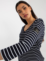 Hurt Granatowo-biała sukienka dresowa w paski OCH BELLA