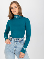 Hurt Morska dopasowana bluzka z golfem i napisami Yarina