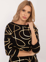 Hurtownia Czarna bluzka o luźnym kroju z nadrukiem