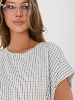 Ecru bluzka oversize z krótkim rękawem