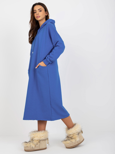 Hurt Ciemnoniebieska midi sportowa sukienka basic z kapturem