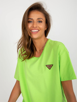 Hurt Limette Oversize-Bluse mit Rundhalsausschnitt.
