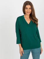 Hurt Ciemnozielona codzienna bluzka basic z dekoltem V
