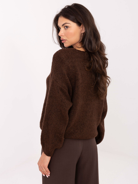 Ciemnobrązowy rozpinany sweter oversize RUE PARIS