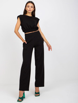 Czarny dwuczęściowy komplet basic z bawełny RUE PARIS 