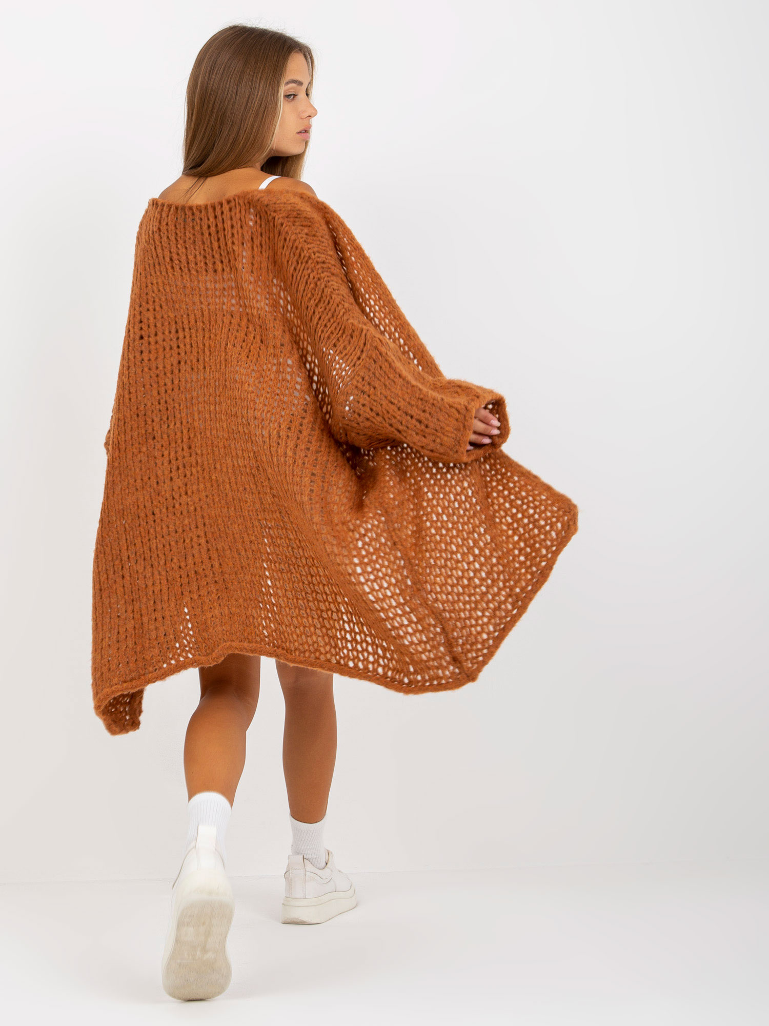 Hurt Brązowy dzianinowy kardigan oversize OCH BELLA 