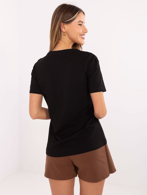 Czarny damski t-shirt z nadrukiem