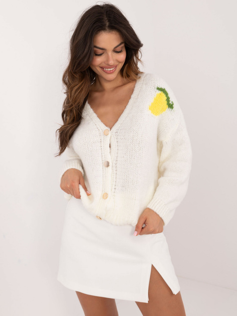 Hurtownia Ecru rozpinany sweter damski z napisem na plecach